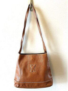 Paloma Picasso Brown Leather Shoulder Bag Classic Minimalist Designer Purse